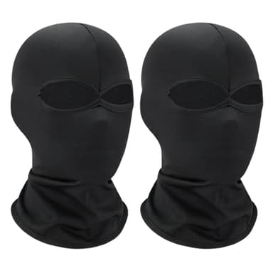 MBSIVSA 2 Pièces Cagoule Masque de Ski, 2 Trous Multifonction Cagoules, Balaclava Ski Moto Bike Masque Visage, Balaclava pour Homme et Femme pour Cyclisme, Vélo (Noir)