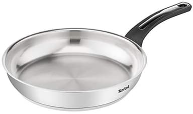 Tefal Emotion Poêle 24 cm inox, Garantie 10 ans, Base épaisse pour une diffusion de chaleur homogène, Design élégant, Poignée robuste, Induction E3010404, Argent