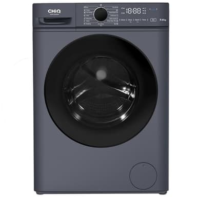 CHiQ CW07123863AX Lave linge hublot - 7kg, Classe énergétique A, Moteur BLDC 1200 RPM, Lavage vapeur & rapide, 15 programmes, Design compact (60x46.5x84cm) - Gris