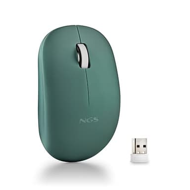NGS Fog Pro Green - Souris sans Fil, Souris Optique 1000 DPI, Interface Nano USB, Boutons Silencieux, 2 Boutons et Molette de défilement, Plug and Play, Ambidextre, Couleur Verte