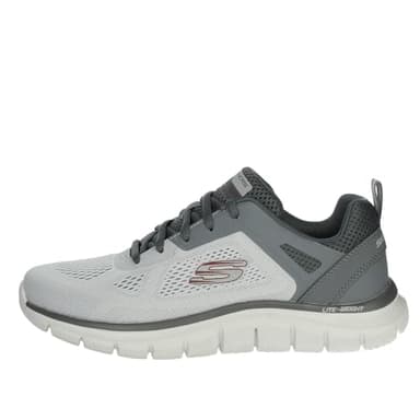 Skechers Baskets Track Broader pour Homme, Bordure Grise en Maille PU Anthracite, 42 EU
