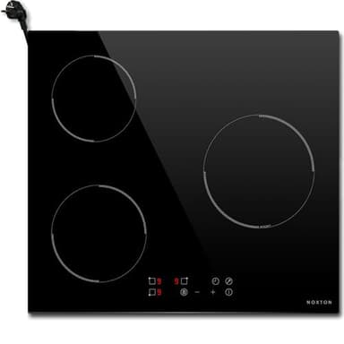 Plaque Induction 3 Feux avec Prise, Plaque de Cuisson Electrique Encastrable, Table de Cuisson Induction 60CM, 6400W Plaque Induction avec 9 Niveaux de Puissance, Sécurité Enfant, Minuterie