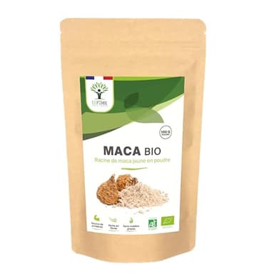Maca Bio - Bioptimal - En Poudre - Racine de Maca Jaune du Pérou - Energie Libido Sexualité Fertilité Homme Femme - Qualité Premium - 100% Pur - Conditionné en France - Certifié Ecocert - 100 g