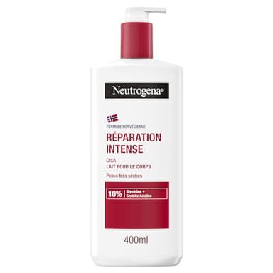 Neutrogena – Lait pour le corps Réparation Intense Cica (flacon-pompe de 400 ml) – Lait corps non gras pour peaux très sèches – Lait hydratant avec glycérine et Centella asiatica