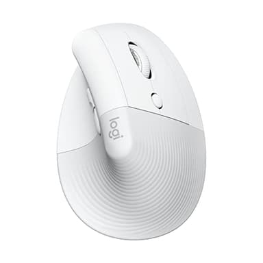 Logitech Lift Souris Ergonomique Verticale, sans Fil, Bluetooth ou récepteur USB Logi Bolt, Silencieuse, 4 Boutons, Compatible avec Windows/macOS/iPadOS, Ordinateur Portable, PC - Blanc