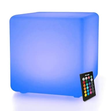 MR.GO 16" LED Cube Lumineux Lampe d'ambiance, RGB Veilleuse Changeant de Couleur Cube Tabouret Étanche Siège Cube avec Télécommande, 16 Couleurs, Graduable & Rechargeable pour Décor