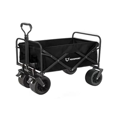 FOXSPORT Chariot pliable avec roues | Festival, plage, camping, courses, utilisation en plein air et jardin | Pliable et poignée réglable, capacité de 100 kg, 300 L | Chariot pliable pour enfants et