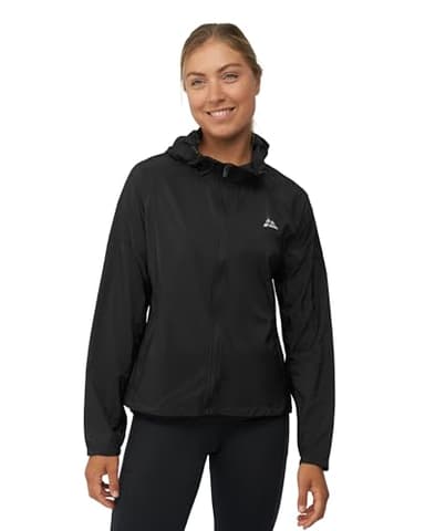 DANISH ENDURANCE Veste de Running Réfléchissante pour Femme,Capuche Ajustable, Noir, S