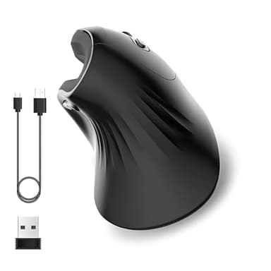 Ausla Souris Verticale Fil, Ergonomique, Optique, Rechargeable, 3200DPI, pour Ordinateur Portable, avec Silencieux et Longue Durée de Vie de la Batterie (Rechargeable)