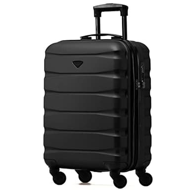 Flight Knight Bagage Cabine Leger a 4 Roues en ABS Approuve par Plus De 30 Compagnies Aeriennes, Dont Air France, easyJet et Ryanair (Priority) - 55x40x20cm (TSA) Noir/Noir