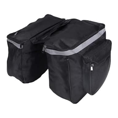 Home Markt24 Sacoche arrière pour vélo 45L – Double sacoche imperméable avec fermeture éclair – Sac de rangement noir 37x30x26 cm avec poche latérale supplémentaire et poignée de transport