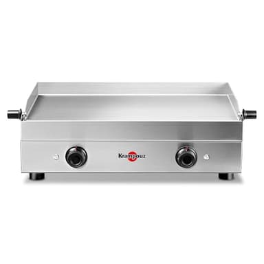 KRAMPOUZ Plancha Électrique SAVEUR - Plaque de Cuisson en Inox 64 x 33 cm - 3200 Watts - 2 Zones de Cuisson - 2 Thermostats jusqu'à 300 °C - Nettoyage Facile - Fabriquée en France - Réf PFSV2AA-KR