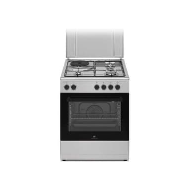 Cuisiniere mixte CONTINENTAL EDISON CECM60FCS - 3 feux gaz + 1 électrique - L59,8 x P61 xH83 cm - Silver