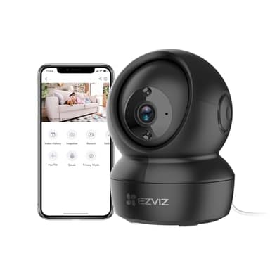 EZVIZ 2K Caméra Surveillance WiFi Intérieure, Camera Bébé 2.4Ghz Pan/Tilt à 360 °, Détection Humaine/Bruit, Vision Nocturne Intelligente, Suivi Auto, Audio Bidirectionnel, C6N Pro 3MP Noir