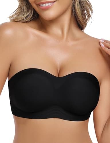 UMIPUBO Soutien Gorge sans Bretelles Femme Push Up Rembourré sans Armature Bandeau Antidérapant Invisible sans Couture Brassiere avec Bretelle Amovible Brassière Tube (Noir, S)