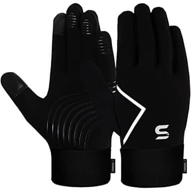 SAWANS Gants de course à pied pour enfants, cyclisme, écran tactile, thermiques, coupe-vent, antidérapants, chauds, pour garçons et filles, pour l'extérieur, le vélo, l'équitation (Noir, L (9-10 ans))