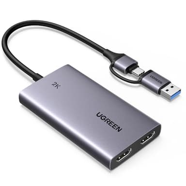 UGREEN Carte Acquisition Vidéo HDMI 4K 30Hz Entrée USB C USB A 3.1 2K 30Hz Enregistrement en Streaming Carte de Capture Vidéo en Boucle Compatible avec Switch PS5 PS4 Xbox MacBook iPad Air Caméra PC