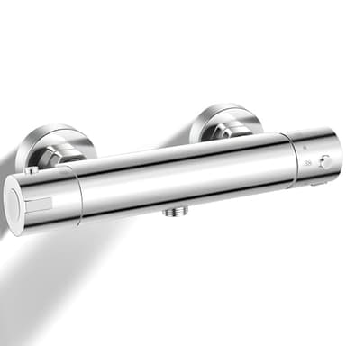 Llizuia Robinet de douche avec thermostat, mitigeur de douche en saillie avec verrouillage de sécurité à 38 °C, thermostat de douche en laiton, pour haute pression d'eau et tuyaux de douche standard