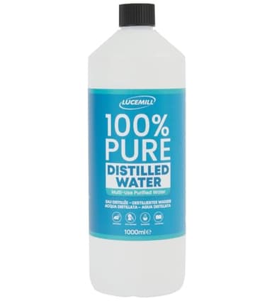 Lucemill Distilled Water | 1 Litre | Distilled Water for CPAP Machines, Irons, Cleaning Machines and More | Made in the UK
