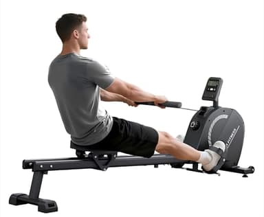 Rameur Pliable Appartement | Freinage Magnétique | 16 Niveaux de résistance | Silencieux | Capacité Maximale 120KG (Noir)