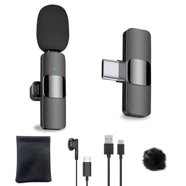 Micro Cravate sans Fil pour Smartphone USB C, Mini Micro Android Telephone Portable, Wireless Lavalier Microphone pour Vlogging, Vidéo, Podcast, Interview, TikTok ,Enregistrement Youtube - 1 Mic
