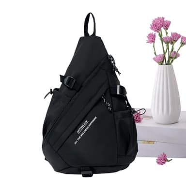 Active Sling Bag – Sac de poitrine pour femme pour le fitness | Nylon élégant avec grande capacité, style sportif, camping, randonnée, voyage, intérieur extérieur usage quotidien, Noir , Reportez-vous