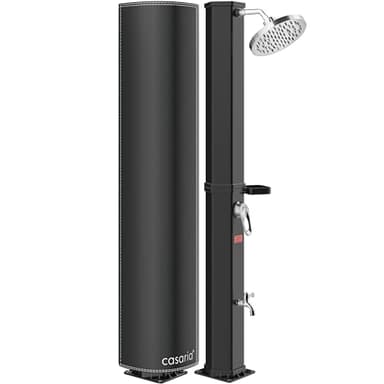 Casaria® Douche Solaire Jardin 60 L Grande capacité - Douche Piscine Extérieure - Pommeau de Douche pivotant Ø15 cm - Raccord Tuyau d'Arrosage & Housse de Protection - Piscine, Terrasse, Camping