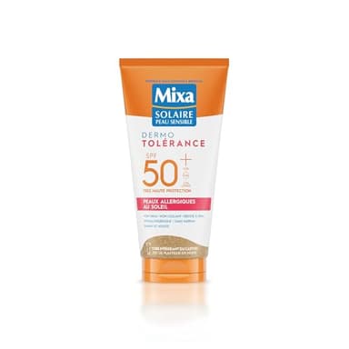 Mixa - Lait Solaire Peaux Allergiques Au Soleil - Très Haute Protection SPF 50+ UVA, UVA longs, UVB - Visage et Corps - Adultes et Enfants - Résistant à l'Eau et au Sable - Hypoallergénique - 175 ml