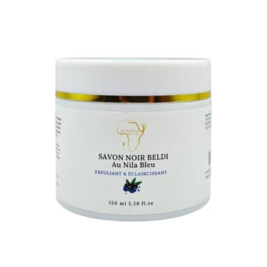 BY PEPITES Savon Noir Royal au Nila, Gommage Exfoliant, Clarifiant et Éclaircissant, Pour Tous Types de Peaux, Huile d'Olive et d'Argan, Sans Parabènes, 150g
