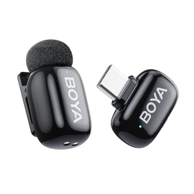 BOYA Mini Micro, Micro Cravate sans Fil pour iPhone 15/16, Android, Microphone Cravate USB-C Ultraléger (5 g), Portée de 100 m, Microphone Lavalier Compact pour Interview, Youtubeur