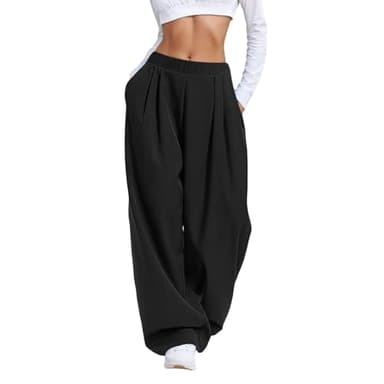Sizoer Baggy Pantalon Jogging Femme, avec Poches et Taille Elastique Pantalon, de Jogging Taille Haute Oversize Jogging, Mode Femme Élégant Décontracté, Pantalons Sweatpants