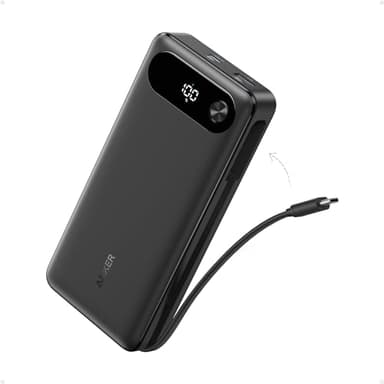 Anker Batterie Externe 20000 mAh 87W Max avec câble USB-C intégré, Power Bank Charge Rapide Chargeur Portable, USB C Input & Output, pour MacBook, iPhone 17 Pro max/16, Samsung et Autres