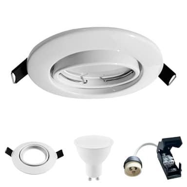 Europalamp 10 Spots encastrable orientable BLANC avec GU10 LED de 7W eqv. 56W Blanc Neutre 4500K
