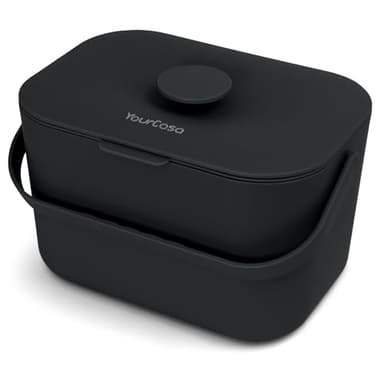 YourCasa Poubelle bio de cuisine 5 l - Seau à compost pour déchets biologiques quotidiens - Passe au lave-vaisselle - Anti-odeurs avec tamis et poignée ergonomique - Petite poubelle bio (noir)