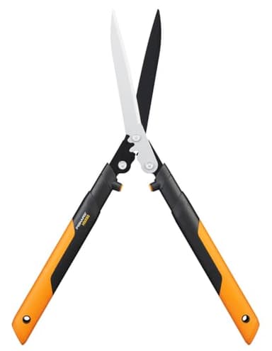 Fiskars Cisaille à haie, Système à crémaillère PowerGear X, Revêtement antiadhésif, Lames en Acier, Longueur: 63 cm, Noir/Orange, HSX92, 1023631