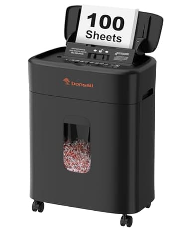 Bonsaii Destructeur de Documents, Coupe Micro-particulaire P4, Alimentation Automatique Jusqu’à 100 Feuilles, Anti-Bouchon, 30 Min en continu, réservoir de 16L – pour Bureau et Domicile, C231-D