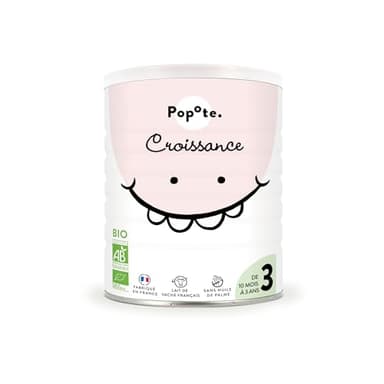 POPOTE - Lait infantile 3eme Age Bio 400 g - Lait en Poudre Dès 10 Mois - Formule Complète - Avec des Protéines, DHA, Fer et Vitamines Essentielles - Boîte Refermable Pratique