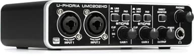 Behringer UMC202Hd Interface Audio Numérique USB 2 Entrées et 2 Sorties Audiophile, 24-Bit/192 Khz avec Préamplis Micro Conçu par Midas