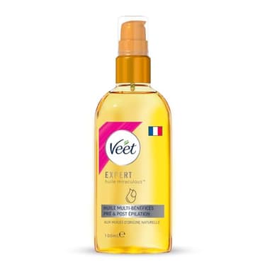 Veet - Hydratant Huile Miraculeuse Post Épilation et Pré et Post Rasage - À Base d'Huiles d'Origine Naturelle