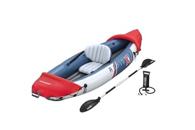 Bestway - Kayak Gonflable Hydro-Force Rapid X1, 1 pagaie, 1 Pompe à Main, 2 ailerons, 1 Sac de Transport - 290 cm x 91 cm x 42 cm - Rouge/Bleu