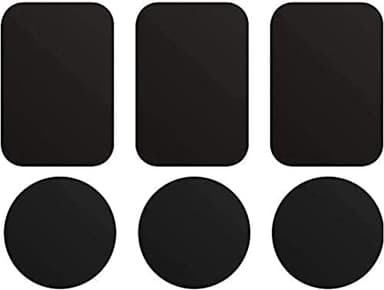 ivoler 6 Pièces Plaques Metalliques, Metal Plates pour Support Voiture aimanté, avec adhésif pour Support Telephone magnetique (3 Rectangulaires +3 Rondes)
