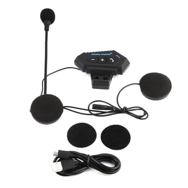 VOBOR Kit Main Libre Moto, BT12 V5.0 + EDR Casque Bluetooth de Moto, Intercom Mo-to Duo pour 2 Casques,Fonction de Réduction du Bruit et Système de Communication Mains Libres(500mA)