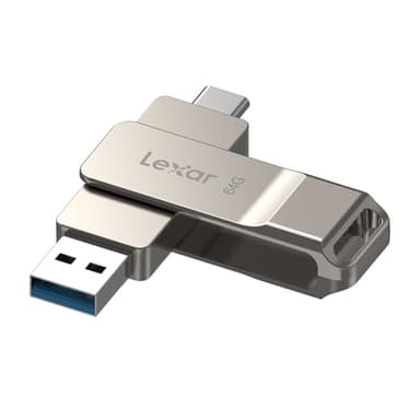Lexar D40E 64 Go Double clé USB 3.2 Gen 1 Type-C Jump Drive, clé USB-C Flash Drive Matériau métallique Pivotant Conception Clé USB, Compatible avec l'iPhone 17