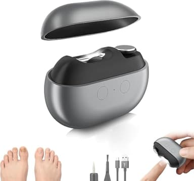 Coupe-Ongles Intelligent 2026 Easy Clip pour Personnes Âgées - Appareil Électrique Rechargeable et Silencieux Sans Fil avec Lumière LED, Soin des Ongles Indolore à Domicile (Gris)