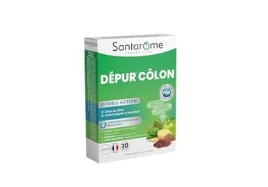 Santarome Bio - Dépur Côlon | Complément Alimentaire Confort Intestinal et Digestif | Détox du Côlon & Purification - A base de plantes - Chlorelle, Carvi | 30 comprimés | Végan|Made In France