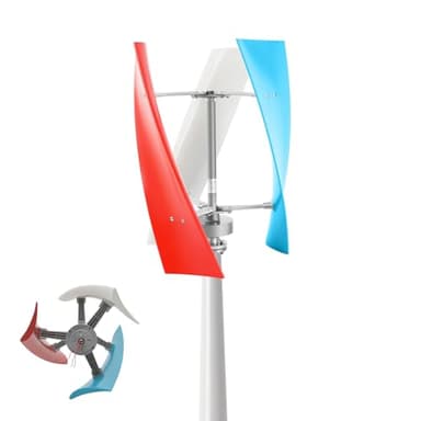 ALSUP Générateur Éolienne, Éolienne À Axe Vertical, Kit D'éolienne en Spirale à 3 Pales Éolienne à Axe Vertical à Usage Complet Autoconsomation avec Contrôleur,12V-color