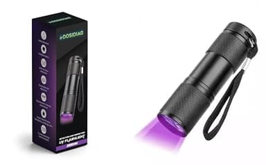 DOSIDIAG Lampe Torche UV 395nm – Détecteur Multifonction : Fuites, Urine Animale, Scorpions, Punaises de Lit, Billets, Minéraux, Taches