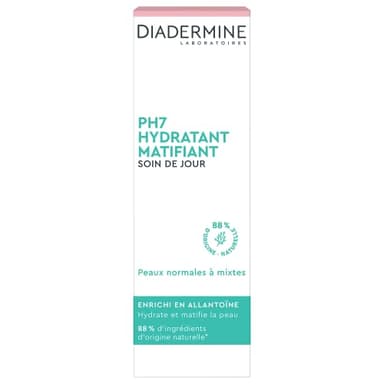 Diadermine - Crème de Jour Visage PH7 - Soin de Jour Hydratant Matifiant - Peau normales à mixtes - 88% d'ingrédients d'origine naturelle - Contenant de 50 ml