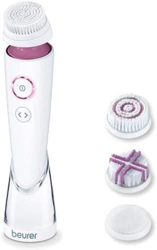 Beurer FC 95 Brosse pour le visage, nettoyage en profondeur des pores, brosse de nettoyage électrique avec 4 embouts, adaptée à tous les types de peau, résistante à l'eau, avec batterie