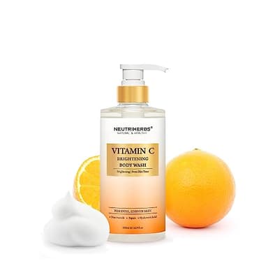 Neutriherbs Gel douche éclaircissant pour le corps pour Dull, peau inégale, gel douche éclaircissant à la vitamine C pour femmes et hommes, savon douche quotidien avec papaïne, niacinamide – Parfum